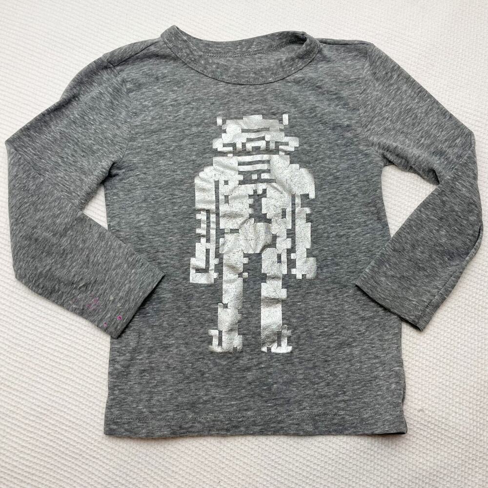 Crewcuts Metallic Robot Long Sleeved Tee